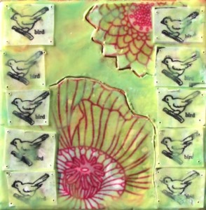 Bird is the Word, encaustic (for sale at 3231 Creatives)